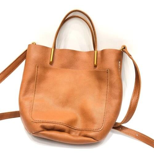 Natural Leather Bucket Bag Vintage Luxury Handbags Women Crossbody Bag 100% Genuine Leather Female Shoulder Bag Quality Hand Bag