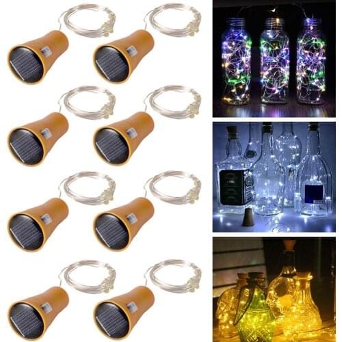 Solar Wine Bottle Light, 8Pack 20 LED Solar Cork Lights Copper Wire Wine Bottle Cork Lights for Home Holiday Party Wedding light