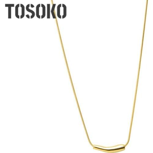 TOSOKO Stainless Steel Jewelry Simple Smile Modeling Necklace Womens Fashion Clavicle Chain BSP678