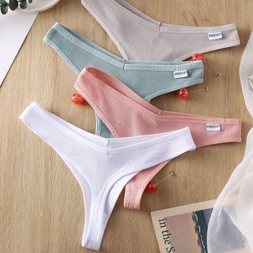 Hot Sale Womens Breathable And Comfortable Underwear Trendy Low-Waist Panties Six Colors Underwear Ladies Cotton Sexy Thong