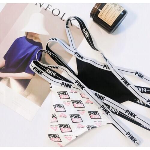 Sexy T-Shaped Panties Cotton Fitness Seamless Sports Letters Womens Low Waist Briefs T-Back