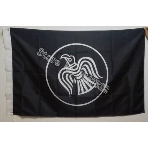 Raven Viking Red Black and White Flag hot sell good 3X5FT 150X90CM Banner brass metal holes