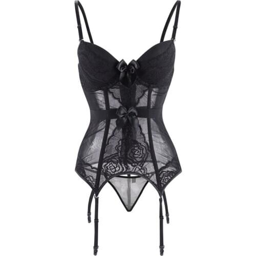 Sexy Corset Lingerie Women Nightwear Bustier Padded Cup Bustier Spaghetti Corset Tops Suspender Sexi Korsett Overbust Lingeries