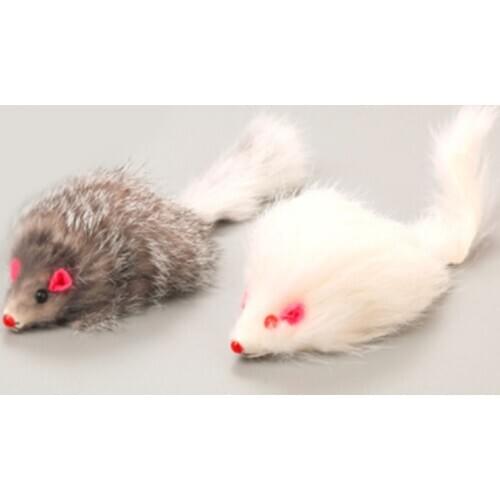 1Pcs 18cm Cat Pet Toys Real Fur Cat Long-haired Tail Feathers Mice Mouse Rabbit Cat Dog Toys