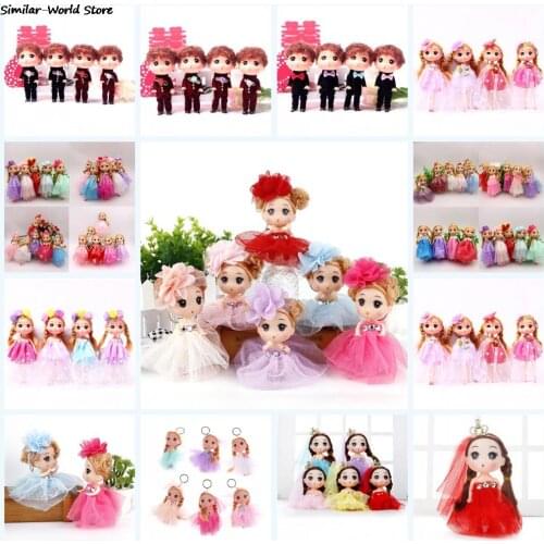 1PC Wedding Dress Cartoon Doll Key Chain DIY Jewerly Making Charms Pendant 12CM Long Dress Princess Ddung Doll For Key Chains