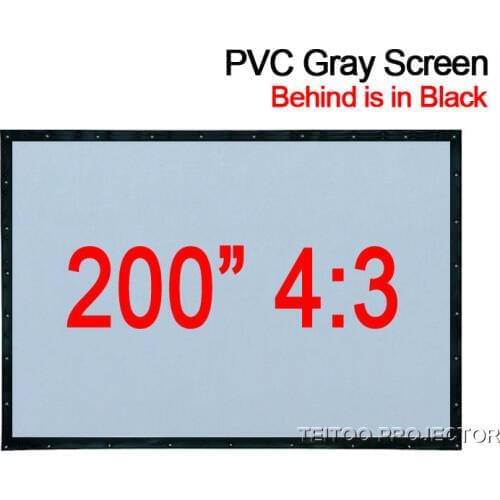 200 inches 4:3 PVC Soft Grey-Black foldable Portable Outdoor Projector Screen Curtain Film with Eyelets Easy Install