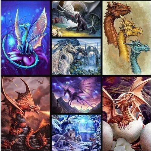 3D Diamond-Painting Dragon Diamond Embroidery Animal Cross-Stitch Round Resin Pictures European And American Style Home Decor
