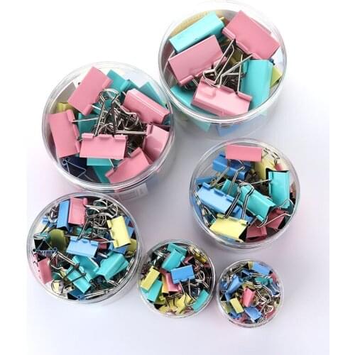 60pcs 4 Colors 6 Sizes Ins Colors Gold Sliver Rose Green Purple Binder Clips Large Medium Small Office Study Binder Clips