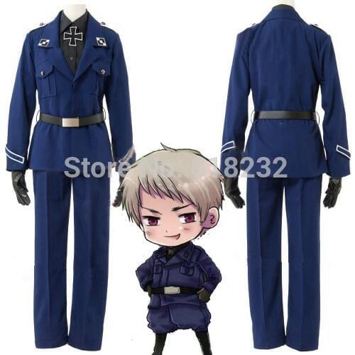 APH Axis Powers Hetalia Prussia Gilbert Beillschmidt Uniform Outfit Cosplay Costume Coat+Shirt+Pants+Belt+Tie+Cross+Gloves