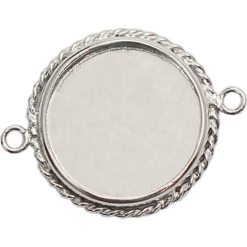 Beadsnice 925 Sterling Silver Square Lacework Cup Tray For DIY Jewelry Connector