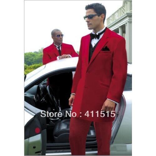 Free shipping/custom made cheap groom wear suit/High quality Red Two button Notch Lapel Groom dress Groomsmen Men Wedding tuxedo