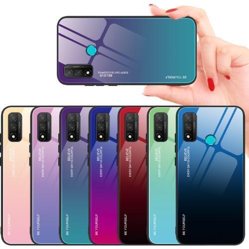 Gradient Tempered Glass Case For Huawei P Smart Z Plus 2021 2018 2020 ShockProof Silicone Case For Huawei PSmart 2020 Plus Coque