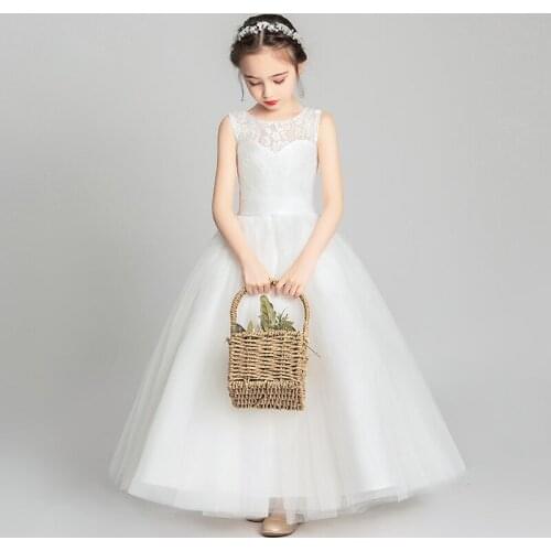 Birthday Party Girl Dress Elegant Princess Wedding Prom Girl Dresses Flower Evening Tulle Vestido Festa Girls Dersses AE50GD