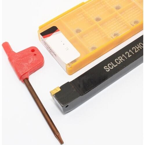 1PC SCLCR1212H06 holder Internal Turning +10PCS CCMT060204 UE6020 CNC Carbide Inserts Lathe Insert for Turning Tool+1pc Wrench