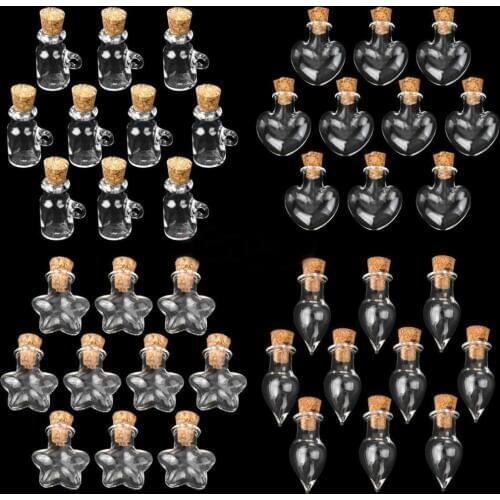 Phenovo 10pcs Mini Unique Shape Glass Bottles Message Treasure Charm Pendant Kit Makes Bottle Pendants Fashion Jewelry
