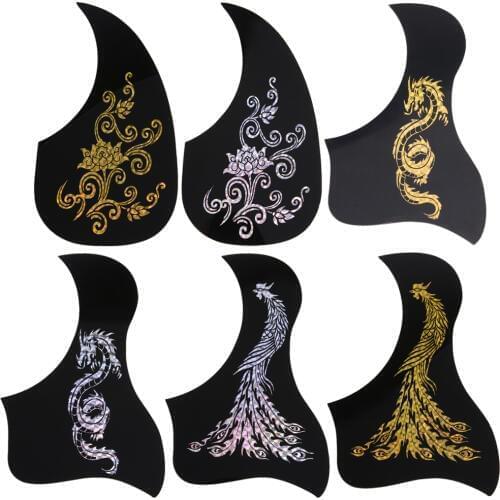 China Style Gold Phoenix And Dragon Pattern Acoustic Guitar Pickguard Pick Guard Sticker Guitar Parts
