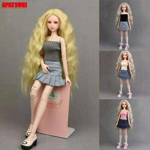 1set Sexy Off Shoulder Short Sweater Tops Short A-Line Skirts Outfit Clothes for 40-50cm XINYI Doll Clothes for 1/4 Doll DIY Toy