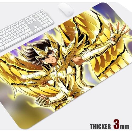 Anime Mouse Pad Gamer Office Desk Mat Saint Seiya Computer Laptop Large Natural Rubber XXL Pad Stitched Edges 3mm