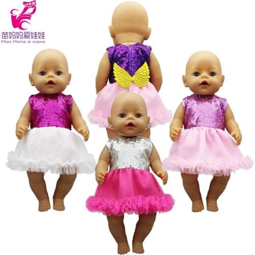 17 inch baby doll pink princess dress 18-inch girl doll sequins lace dress toys doll clothes