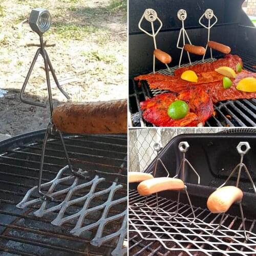 Metal Barbecue Grill Novelty Craft Brat Hot Dogs Guys Marshmallow Corn Skewer Rack Grill Camping Cookers BBQ Supplies