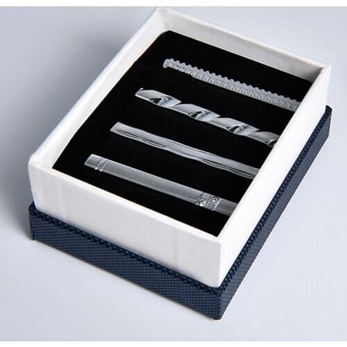 Tie Clips 4 Pcs Set for Men Tie Bar Clip Set for Regular Ties Necktie Wedding Business Clips with Box 6cm Sliver Necktie Clasp