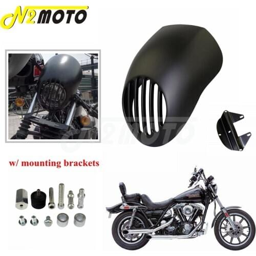 Motorcycle Head Light Mask Headlight Fairing Prison Grill Cover Front Cowl Fork Mount For Harley Sportster Dyna XL 883 1200 FXR
