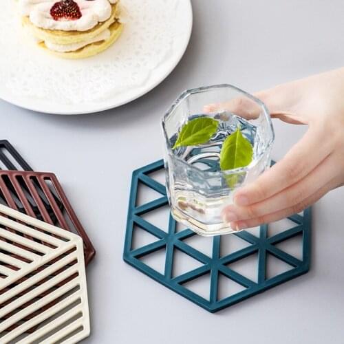 Nordic Simple Tableware Pad Coaster Anti Scalding Pad Kitchen Tool Silicone Material Hexagon Family Office Anti-skid Cup Coaster