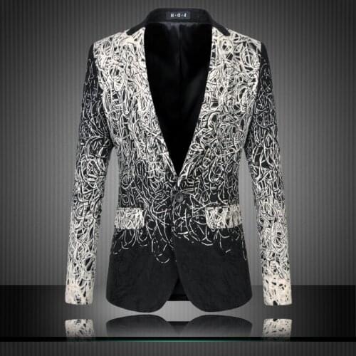 New 2021 Suit Smart Casual Style Coat Slim Fit Male Formal Mens Sequin Jacket For Prom Wedding Big Size 5XL #9882