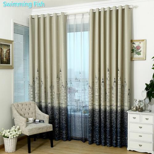 Printed Castle Curtain Drape Voile Curtain Children Bedroom Cartoon Window Blind Living Room Custom Made Cortina