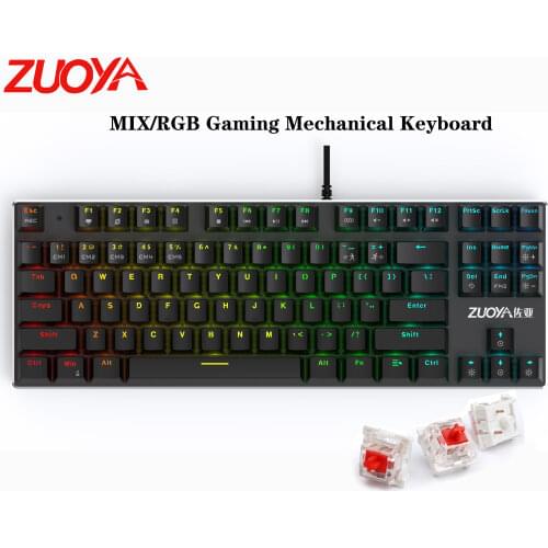 Gaming Mechanical Keyboard Blue Red Switch 87key RU/US Wired Keyboard Anti-ghosting RGB/ Mix Backlit LED USB For Gamer PC Laptop