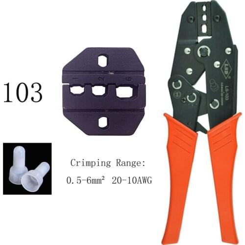 Wire connector crimping pliers LS-103 for insulated closed cap terminal 0.5~6.0 mm2 hand tools crimper