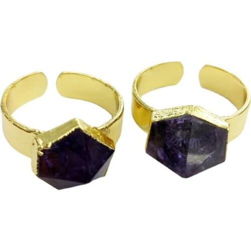 LUX Raw Amethysts Point Ring natural druzy Amethysts Pointed Adjustable Ring February Birthstone pointed Healing Crystal Ring
