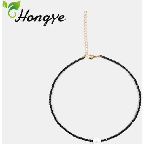 Hongye Luxury Rice Pearl Pendant Necklace Girls Black Rope Chain Collar Jewelry Personalized Fashion Choker Durable Necklaces