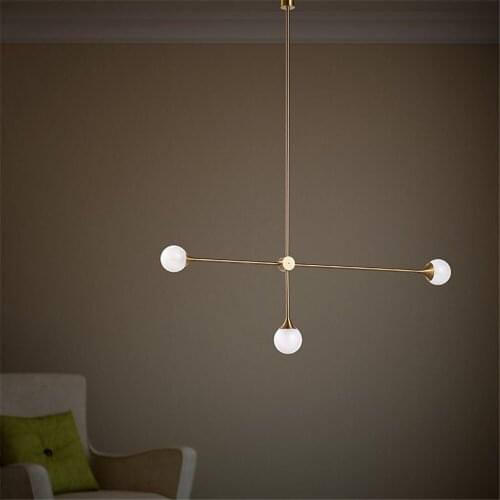 Indoor LED modern geometric chandelier interior decoration home lighting creative living room bedroom lamp / AC 220V warm light