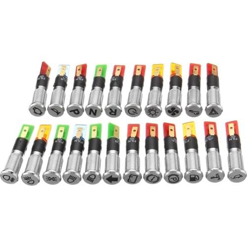 LED Car Dashboard Warning Pilot Light 8mm Dash Panel 12/24/36V Metal Indicator Signal Lights Lamp for Boat Truck Lorry Trailer