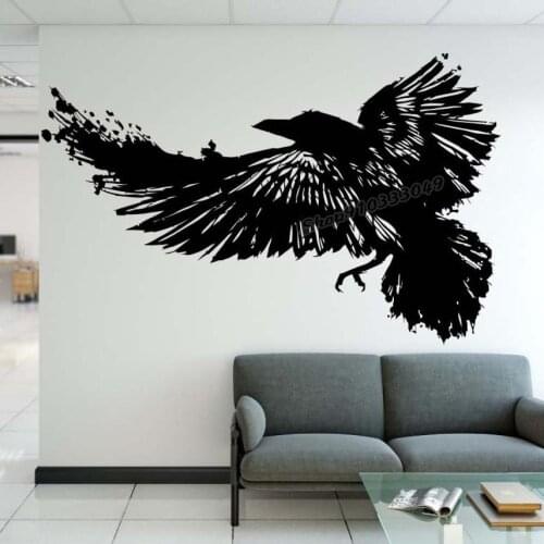 Raven Crow Corbie Wings Birds Wall Decal Vinyl Art Decal Animal Wall Sticker Home Bedroom Living Room Decor Accessories B169
