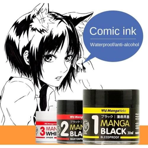 Japanese Manga Ink Waterproof and Alcohol-proof Painting High-Gloss Hook Line Quick-Drying Waterproof Black And White Correction