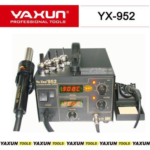 Free shipping YAXUN YX-952 Soldering/Hot air gun BGA SMD rework station 2 in 1 Soldering iron+Hot Air Gun High performance