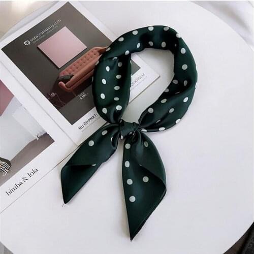 Yishine New 70x70cm Women Multifunction Polyester Silk Scarf Retro Dots Printed Satin Small Square Wraps Scarves Shawl