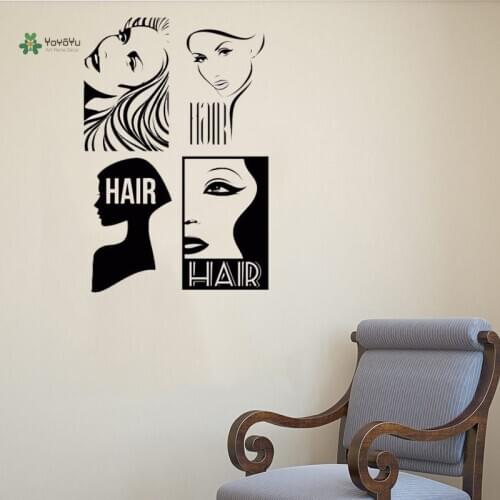 YOYOYU Wall Decals Hair Salon Barbersop Barber Hairdresser Mural Hair Salon Vinyl Window Wall Sticker Interior Girls Salon ZW217