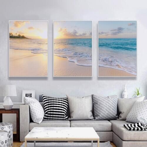 Sunset Beach Seascape Canvas Paintings On the Wall Art Posters And Prints Nature Scenery Art Pictures For Bed Room Wall Decor