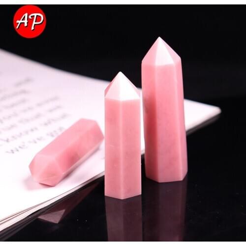 1PC Natural Pink Quartz Point Angel-skinOpal Crystal Wand Pink Opal Healing Stone Obelisk Energy Stone Ornaments