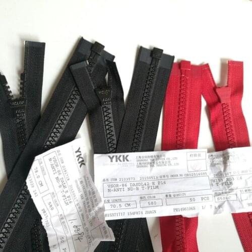 10pcs/lot Cheap Stocked Long Ykk 8# Resin Zipper Red Black Single Open Windbreaker Down Jacket Case and Bag Instant Repair Kit