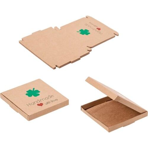 10Pcs Small Gifts Packaging Box Kraft Paper Folding Boxes with Clover Pattern Wedding Party Jewelry Favor Decoration
