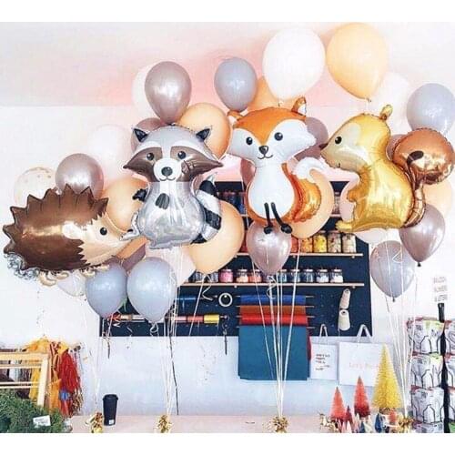 10/30/50pcs Hedgehog Raccoon Squirrel Fox Foil Balloons Jungle Animals Helium Globos Children Birthday Party Decoration Kids Toy