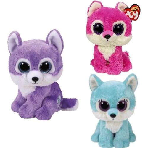 15cm Ty Big Eyes Wolf Plush Stuffed Animal Collectible Color Wolf Series Doll Toy Birthday Christmas Gift