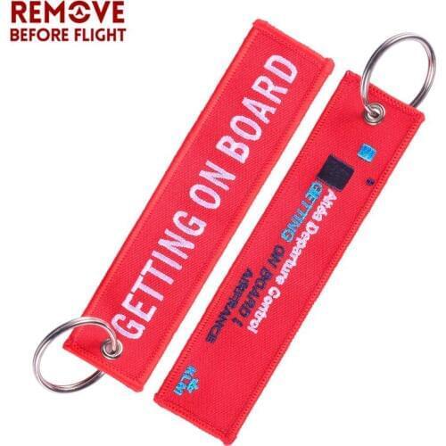 20 PCS/LOT Fashion Jewelry Key Chains Berloques Red Embroidery Airworthy Gift Keychains Jewelry Getting On Board Aviation Gifts