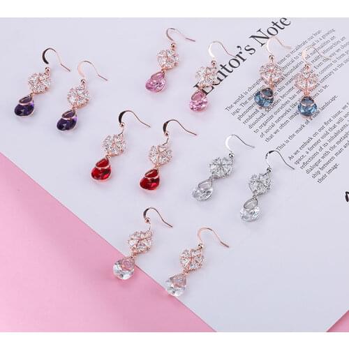 2020 New Korean Long Cubic Zircon Tassel Earrings Brincos OorbellenTransparent Earrings Wholesale Womens Water Drop Earrings