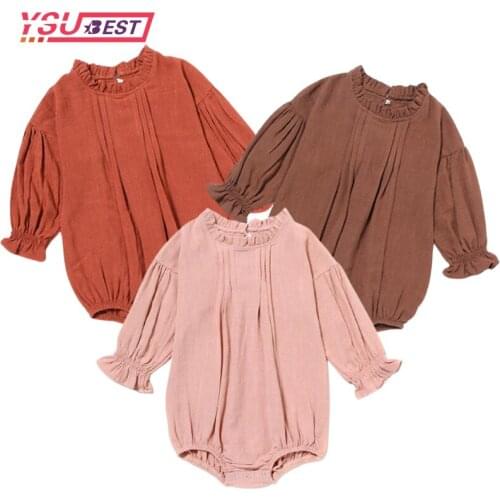 2021 Spring Autumn Baby Girl Rompers Baby Girl Long Sleeve Pure Color Rompers One Piece Baby Boy Girl Newborn Rompers Clothes