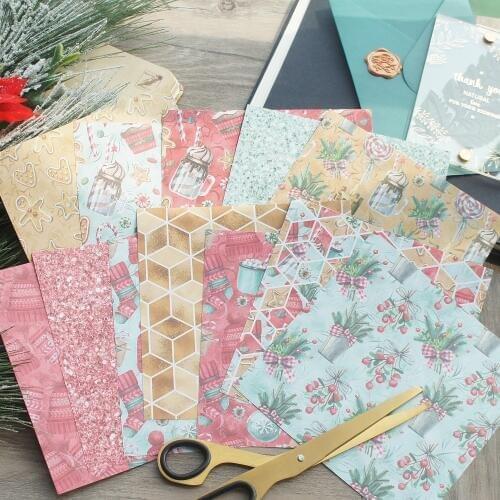 24 Sheets DIY 12 Style 15.2*15.2cm Christmas Color Ball Potted Plant Craft Paper Scrapbooking Creative Handmade Gift Use